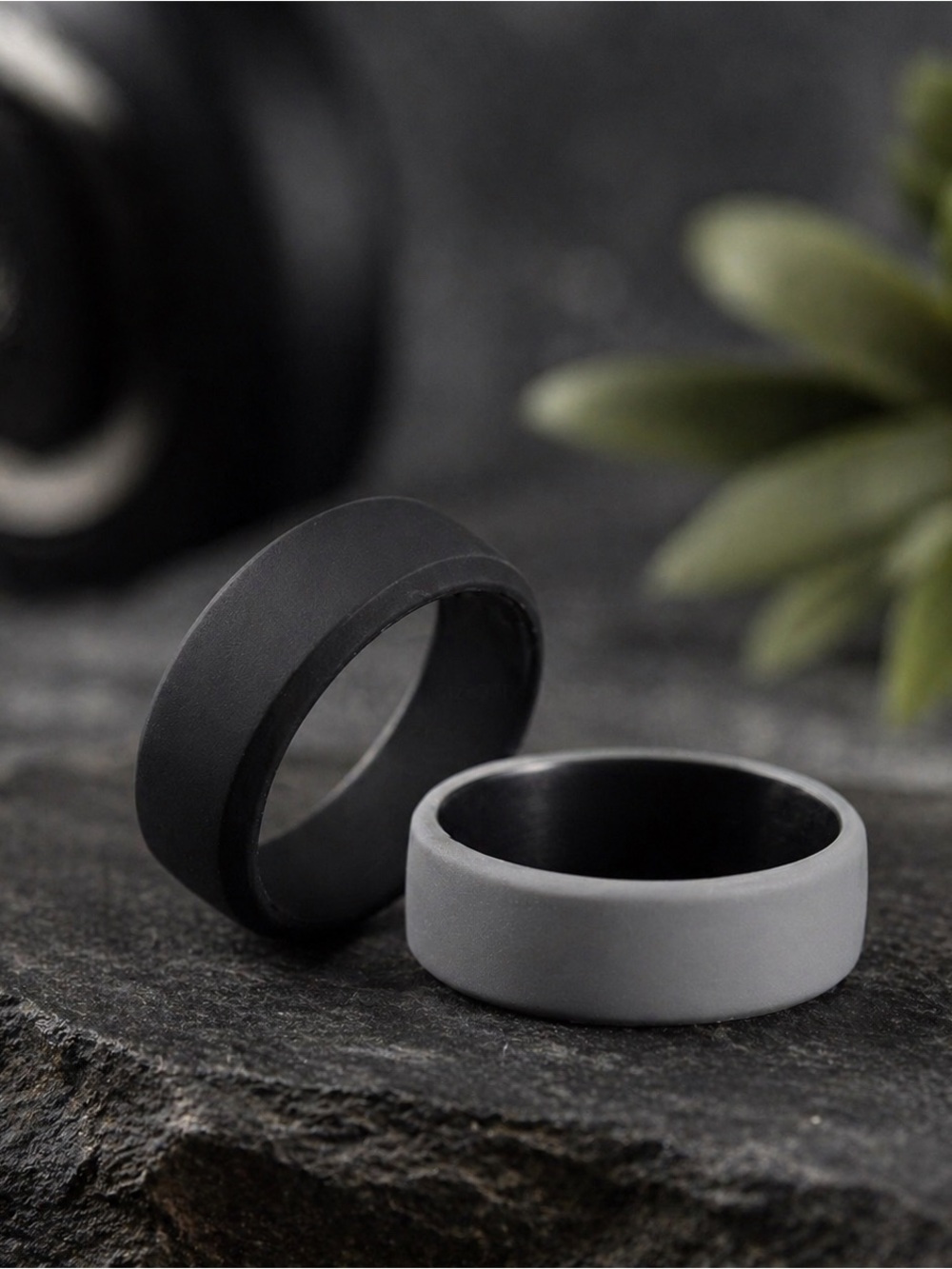 Men's Silicone Ring Set - Black and Gray